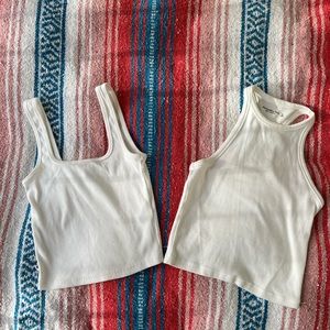 Abercrombie and Fitch - 2 Small Ribbed White Tank Tops